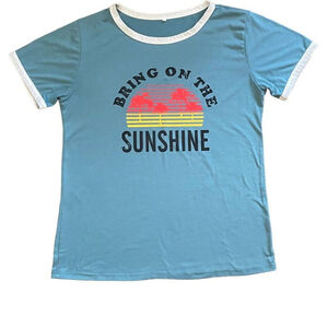 Retro Bring on the Sunshine Light Blue TShirt Size L
